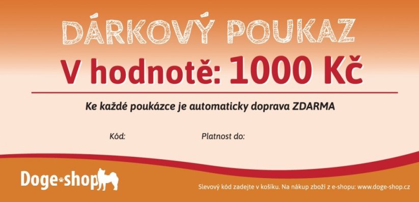 Dárková poukázka v hodnotě 1000Kč - Varianta: Tištěná